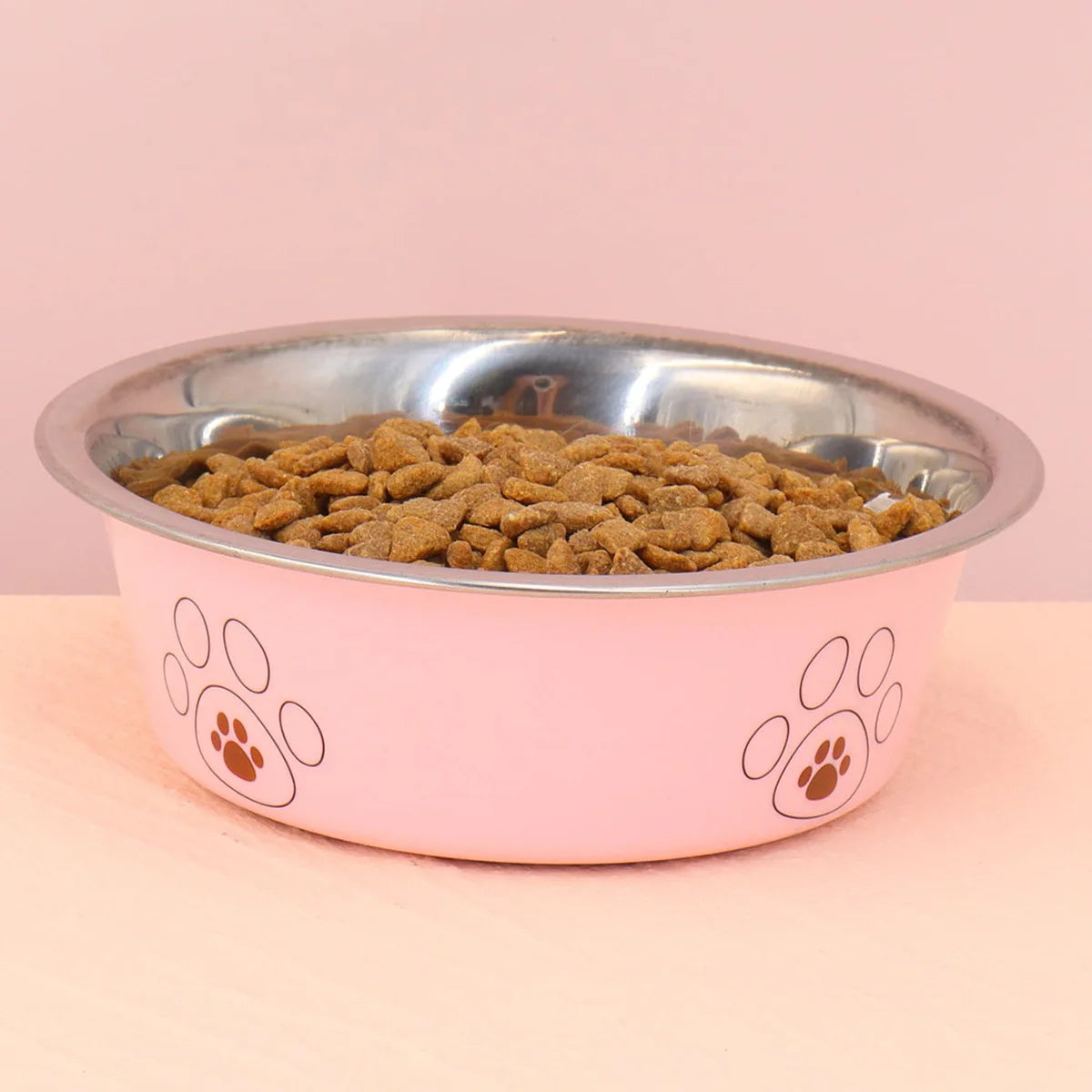 Pet stainless steel footprint dog bowl anti-tip non-slip cat bowl cartoon pet bowl cat supplies cute cat bowl