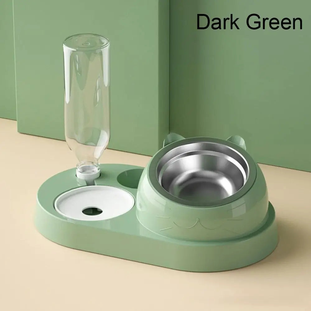 New 2-in-1 Cat Bowl Water Dispenser Automatic Water Storage Pet Dog Cat Food Bowl Food Container with Waterer Pet Waterer Feeder