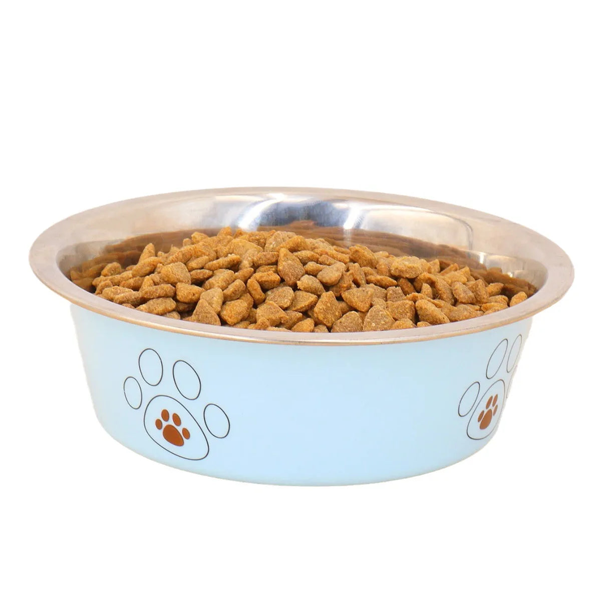 Pet stainless steel footprint dog bowl anti-tip non-slip cat bowl cartoon pet bowl cat supplies cute cat bowl