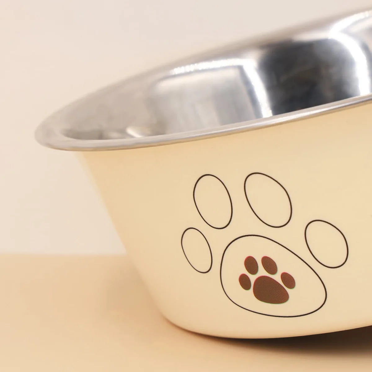 Pet stainless steel footprint dog bowl anti-tip non-slip cat bowl cartoon pet bowl cat supplies cute cat bowl